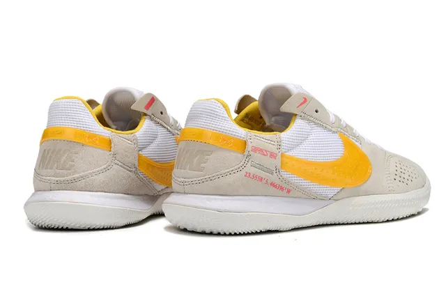 Nike Beige Yellow Low-Top Perforated Suede Toe Indoor Soccer Shoes