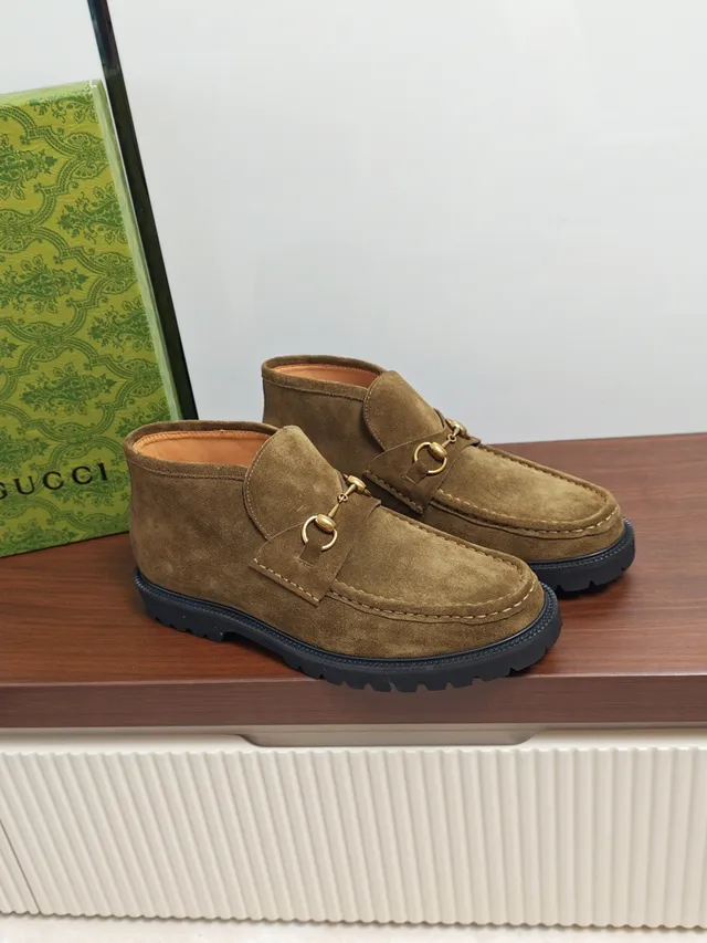 Gucci Brown Black Suede Upper Horsebit Buckle Loafer
