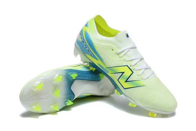 New Balance Furon Yellow Blue Knit Upper Translucent Sole Firm-Ground Soccer Shoes