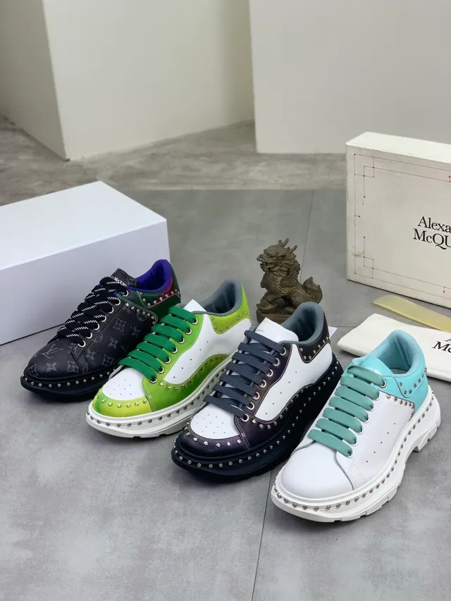 Alexander McQueen Oversized Sneaker White Purple Studded Platform Sole Chunky Sneakers