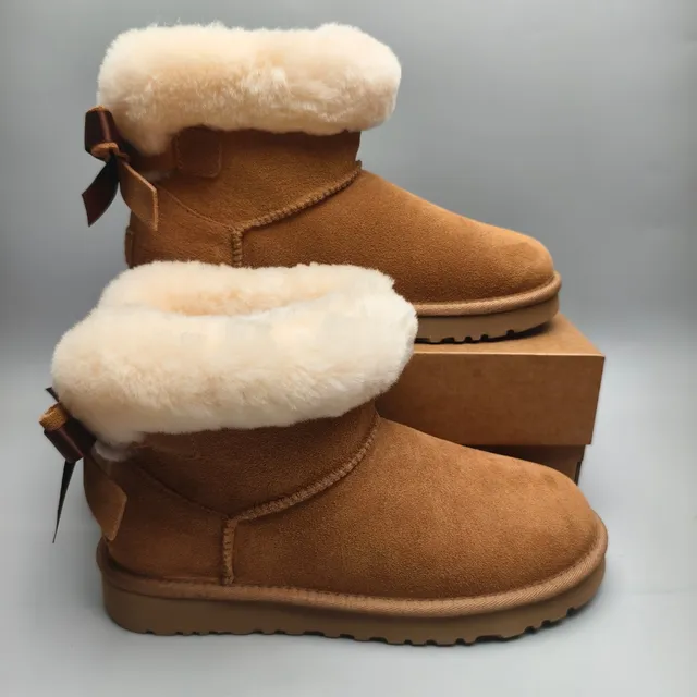 UGG Tasman Brown Suede Shearling Cuff Snow Boots
