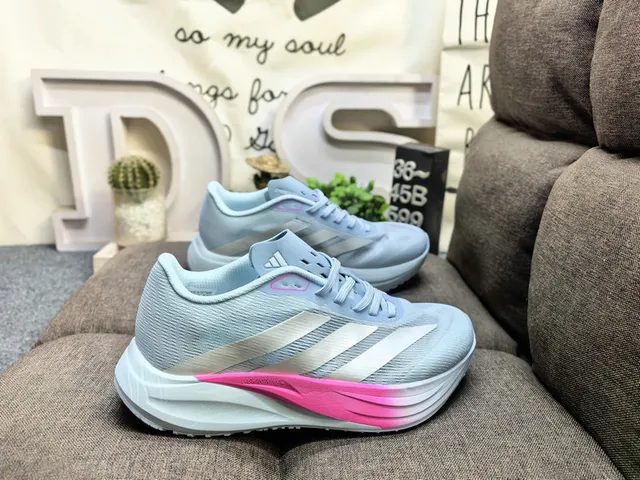 Adidas Blue Silver Engineered Mesh Upper Sculpted Dual-Density Midsole Running Shoes