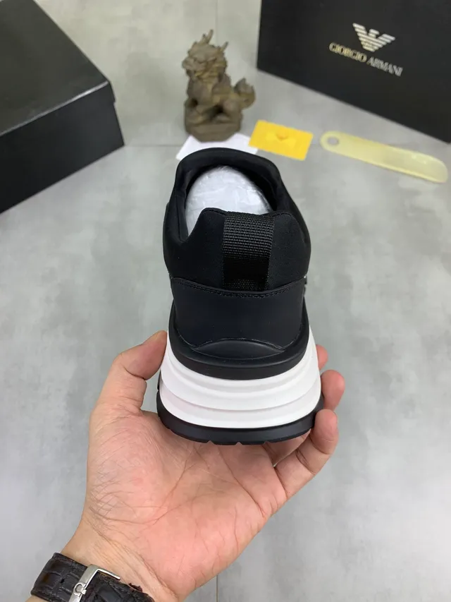 Giorgio Armani Slip-On Sneaker Black White Lifestyle Sneakers