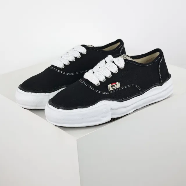 MMY Black White Canvas Upper Sculpted Midsole Lifestyle Sneakers