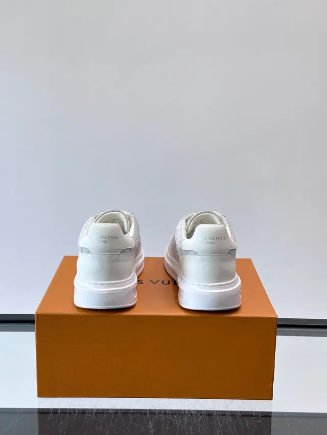 Louis Vuitton White Gray Monogrammed Suede And Leather Low-Top Trainer Silhouette Lifestyle Sneakers