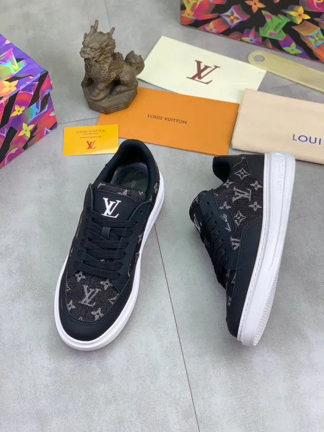 Louis Vuitton LV Trainer Black White Monogram-Print Canvas Leather Overlays Lifestyle Sneakers