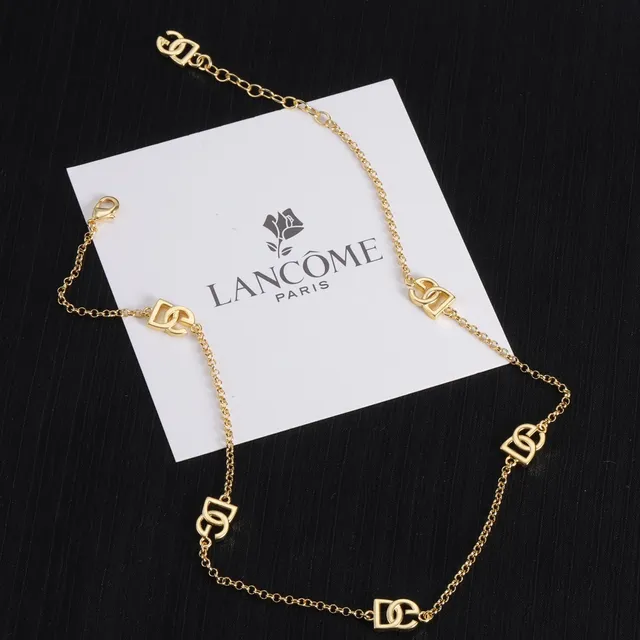 Lancôme Gold Chain Interlocking Logo Charms Bracelet
