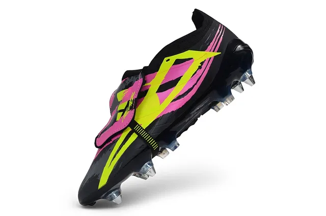 Puma Black Pink Low-Cut Knit Upper Asymmetrical Strap Closure Firm-Ground Soccer Shoes