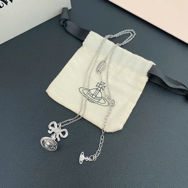 Vivienne Westwood Orb Bow Silver Gold Pendant Motif Necklace