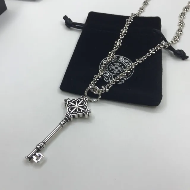 Chrome Hearts Key Pendant Silver-Toned Filigree Necklace