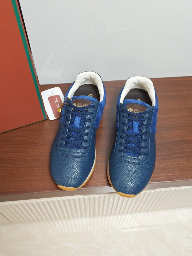 Loro Piana Two-Tone Blue Leather and Suede Lifestyle Sneaker
