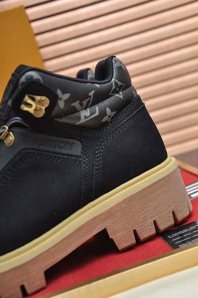 Louis Vuitton Black Beige Suede Upper Dual-Lace System Work Boots