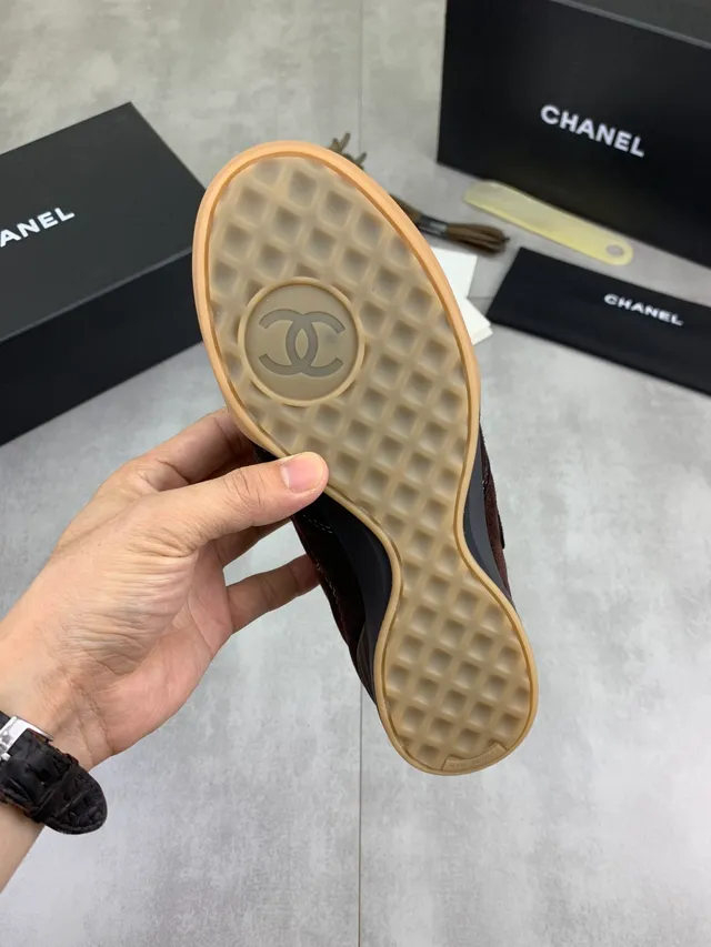 Chanel Lifestyle Sneaker Brown Beige Quilted Suede White Contrast Stitching Lifestyle Sneakers
