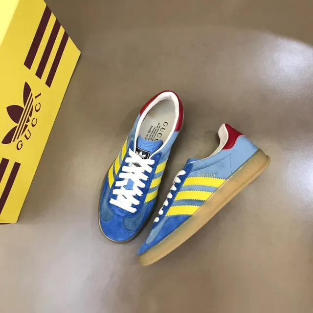 Adidas Blue Yellow Suede Upper Three-Stripe Side Lifestyle Sneakers