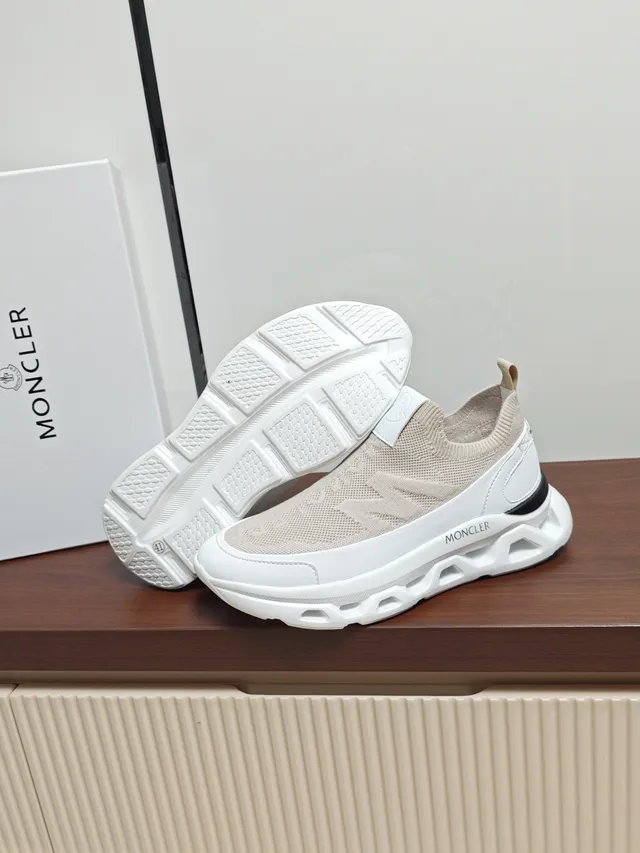 Moncler Slip-On Knit Beige and White Lifestyle Sneakers