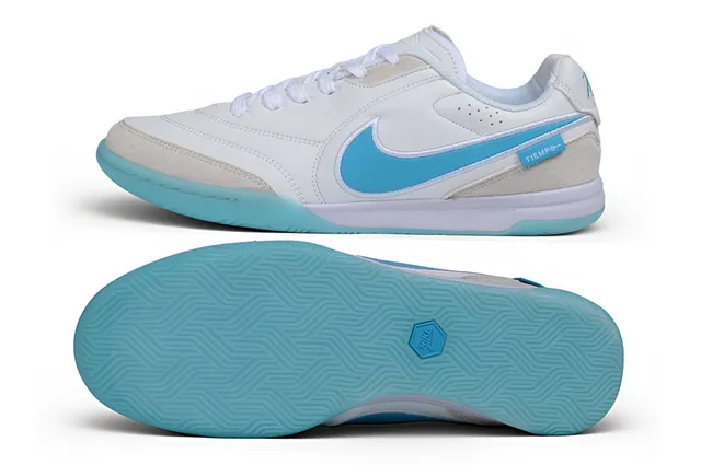 Nike White Blue Low-Top Synthetic And Suede Upper Sneakers