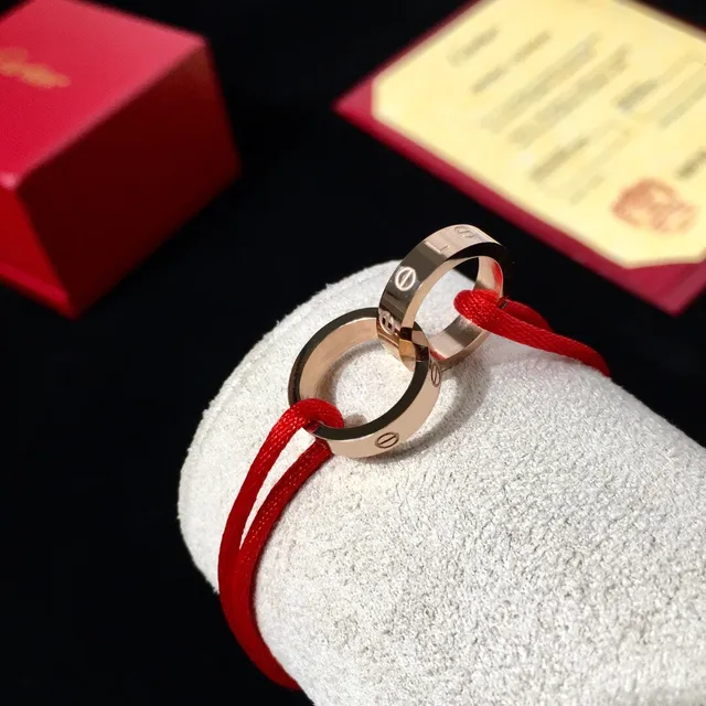 Cartier Love Silver Red Interlocking Screw-Motif Ring