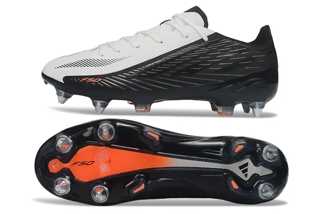 Puma F50 Sprintweb Black White Orange Firm-Ground Soccer Shoes