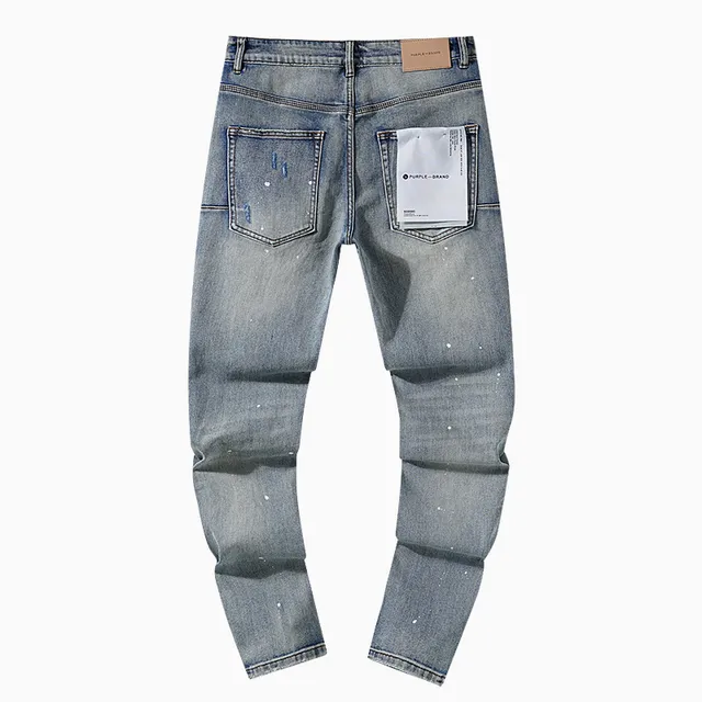 Purple Brand Distressed Paint-Splattered Tapered-Fit Mid-Rise Jeans