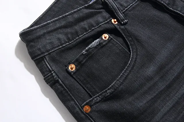 Purple Brand Distressed Slim-Fit Faded Black Jeans