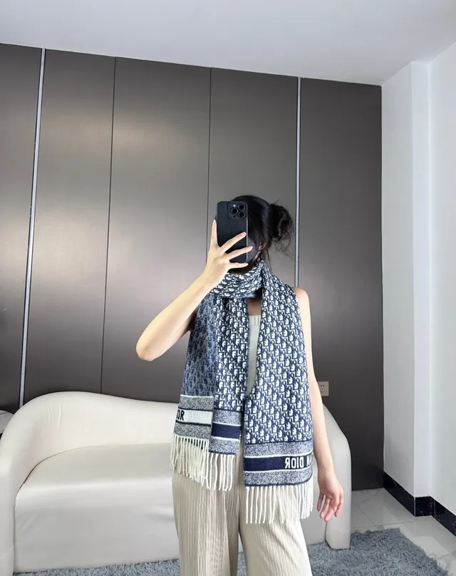 Dior Rey-KlaviK Noir Oblique Cashmere Scarf