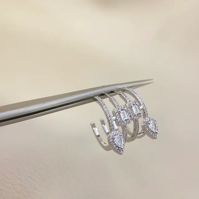 Gold and Silver Tone Pavé-Set Open-Band Multi-Stone Rings