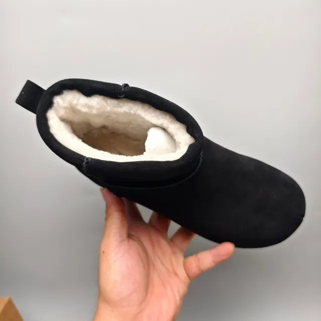 UGG Black Slip-On Folded Cuff Snow Boots