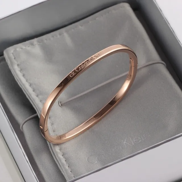 Calvin Klein Minimalist Engraved Silver-Tone Thin Bangle Bracelet