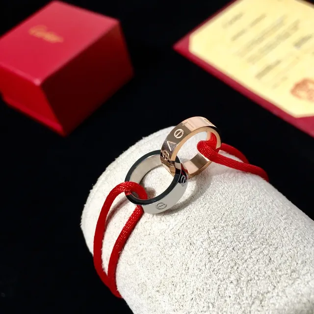 Cartier Love Silver Red Interlocking Screw-Motif Ring