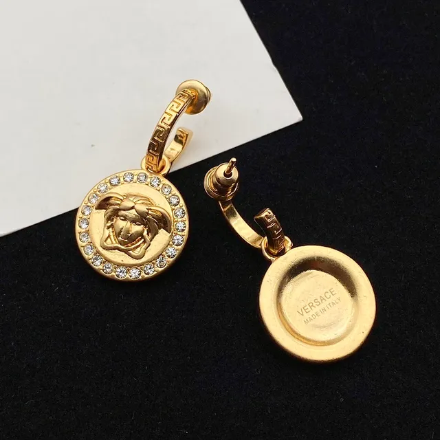 Versace Medusa Icon Gold-Tone Crystal Pendant Earrings
