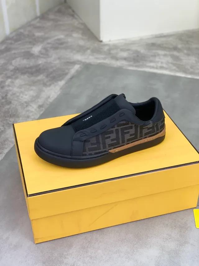Fendi Speed Trainer Black FF Monogram Slip-On Lifestyle Sneakers