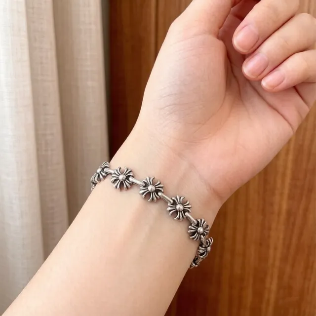 Chrome Hearts Floral-Link Silver-Toned Bracelet