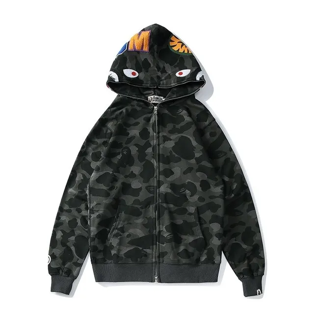 A Bathing Ape ABC Camo Shark Multicolor Full-Zip Front Camouflage Print Hoodie