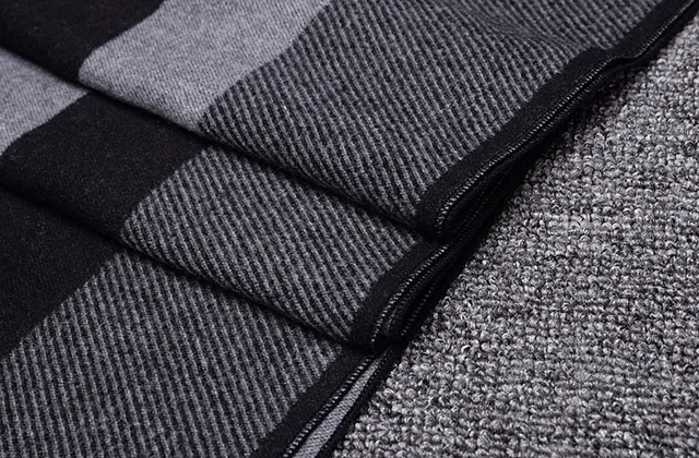 UGG Gray Black Block-Striped Woven Cashmere Scarf