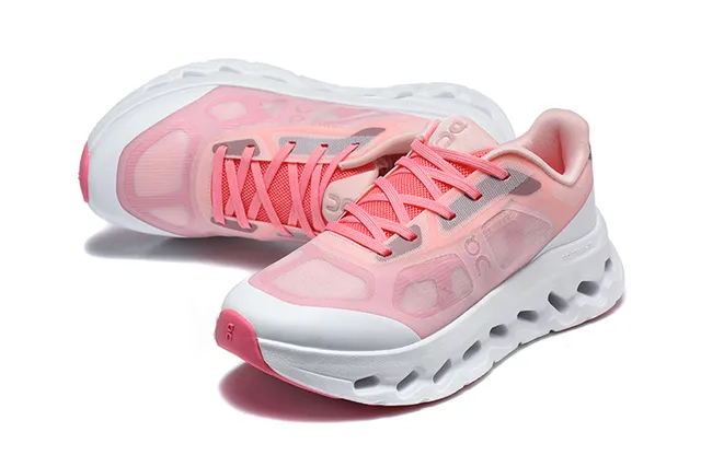 On Black White Engineered Mesh Upper Open Hexagonal CloudTec Pods Running Shoes