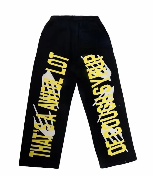 Black Graphic-Print Wide-Leg Relaxed Fit Sweatpants