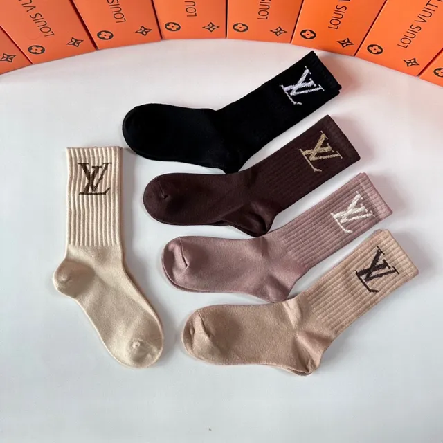 Louis Vuitton Monogram Ribbed Knit Crew Socks