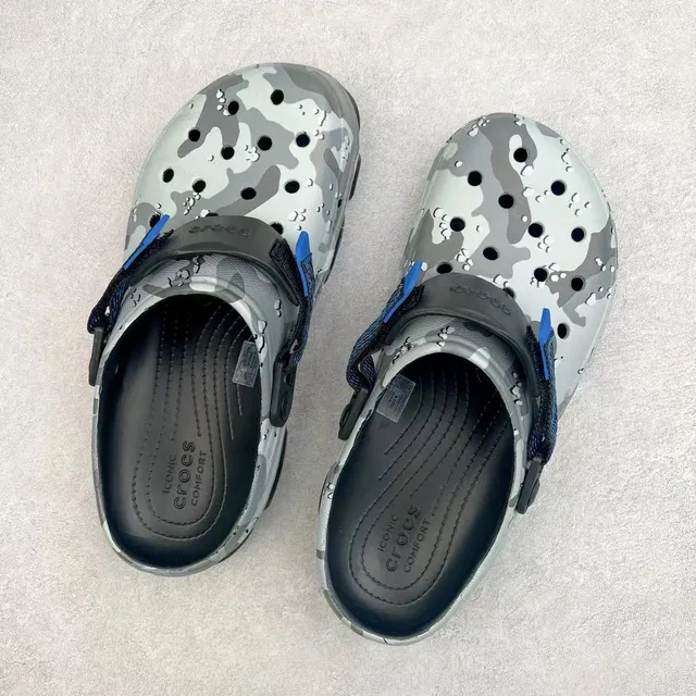 Crocs Gray Blue Camouflage-Print Adjustable Strap Clog
