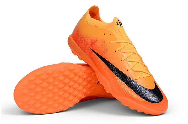 Nike Orange Black Low-Cut Knit Upper Turf Soccer Shoes