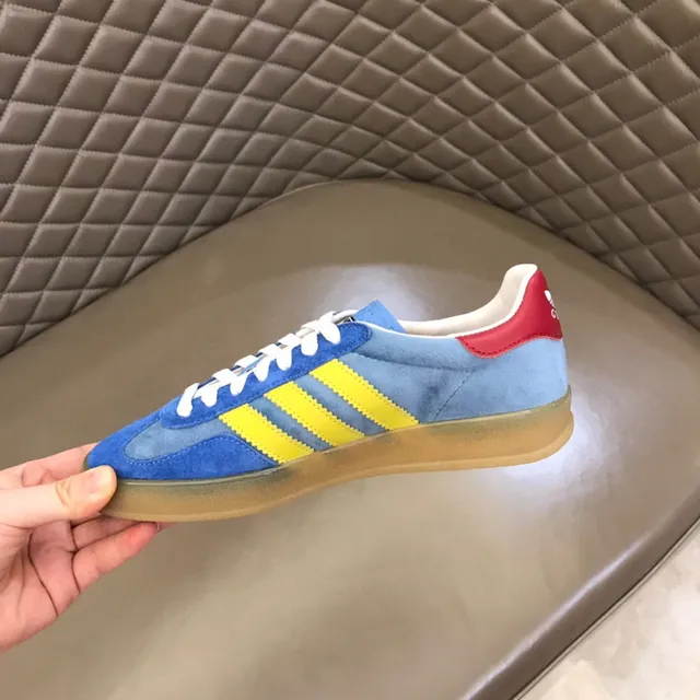Adidas Blue Yellow Suede Upper Three-Stripe Side Lifestyle Sneakers