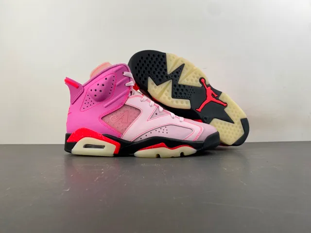 Air Jordan 6 Pink and Red High-Top Basketball Shoes