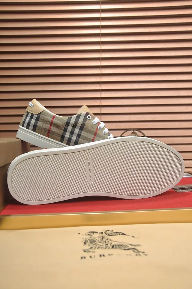 Burberry Beige and Check Panel Lifestyle Sneakers