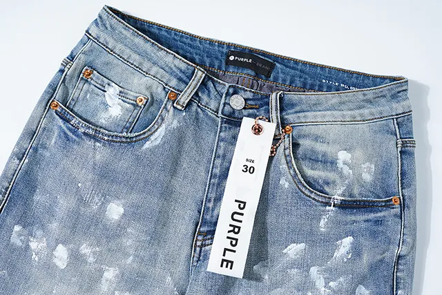 Purple Brand Light-Wash Paint-Splatter Distressed Jeans