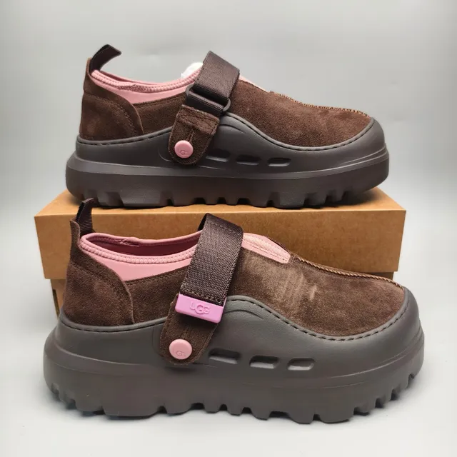 UGG Tasman Brown Pink Suede Upper Adjustable Strap Closure Mary Jane Shoes
