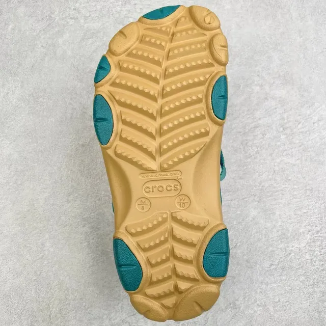 Crocs Echo Beige Blue Molded Foam Adjustable Strap Clog