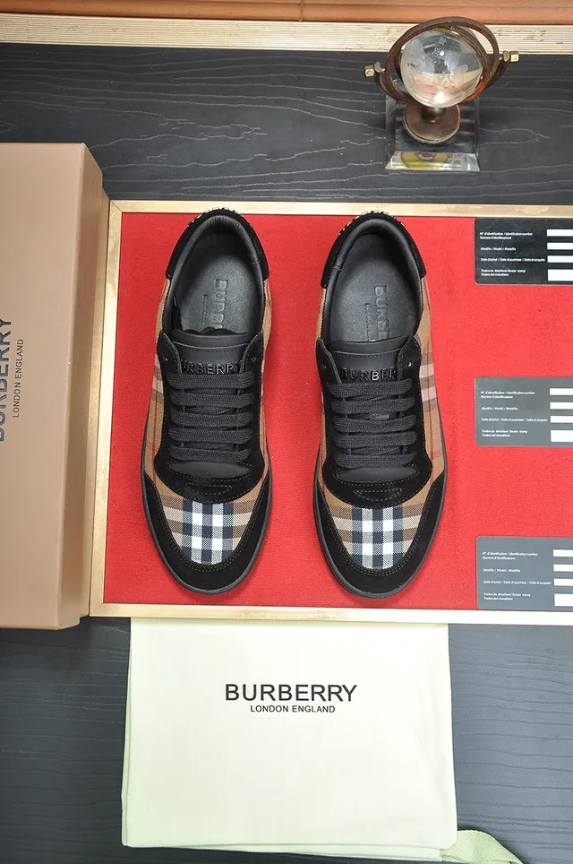 Burberry Nova Check Black Suede Low-Top Lifestyle Sneakers