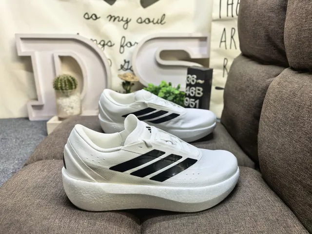Adidas White Knit Three-Stripe Sculpted Midsole Lifestyle Sneakers