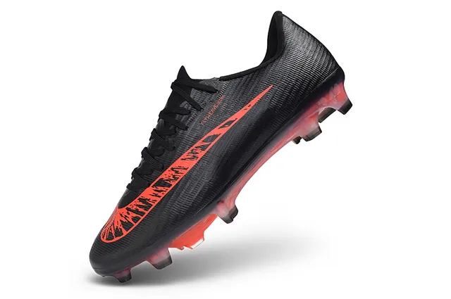 Nike Black Red Flyweave Upper Translucent Outsole Firm-Ground Soccer Shoes