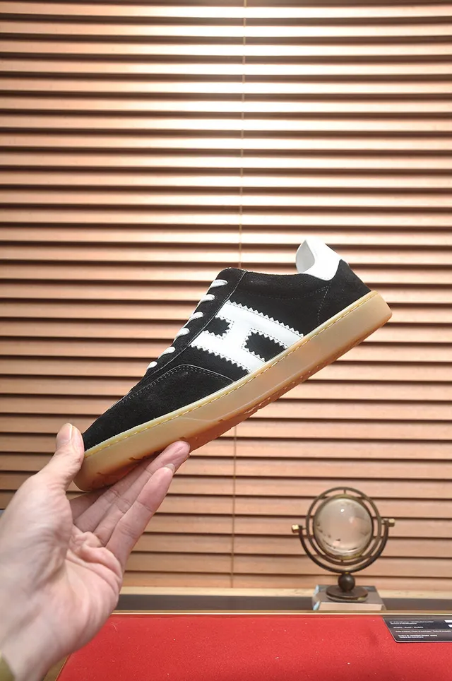 Hogan Black White Suede Upper Gum Sole Lifestyle Sneakers