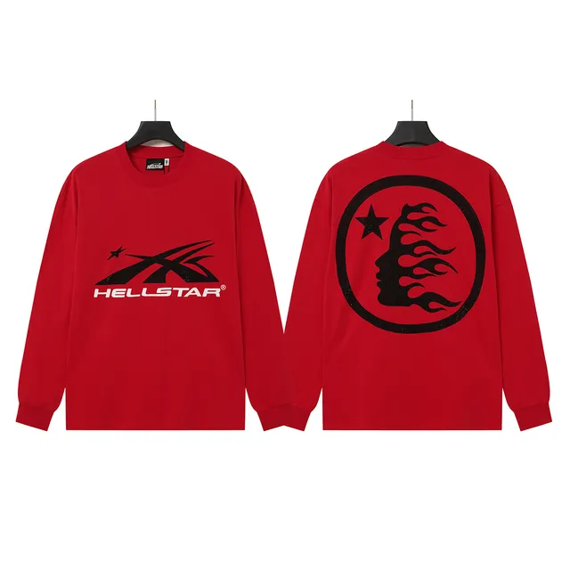 Hellstar Graphic-Print Red Long-Sleeve Crewneck Sweater
